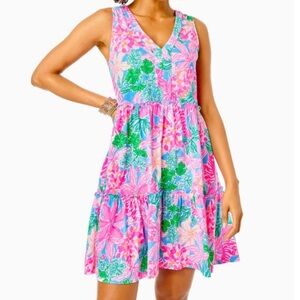 LILLY PULITZER NWT Lorina Swing V-Neck Dress Multi Tropical Punch Size M Summer